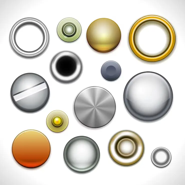 Metal Buttons Rivets Isolated 1284 41803